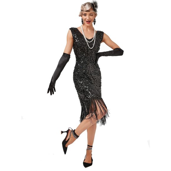 Women's Vintage 1920s Flapper Sequin Beads Dress With Roaring 20s Gatsby🐣 - Picture 1 of 6